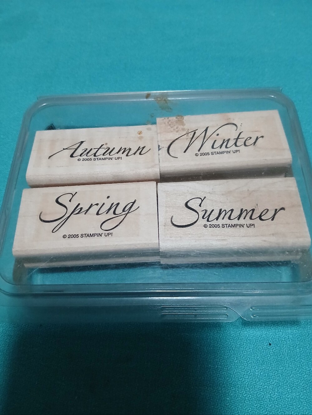 STAMPIN UP "SEASON BY SEASON" SET OF 4 WOOD MOUNTED STAMPS 2008 RETIRED